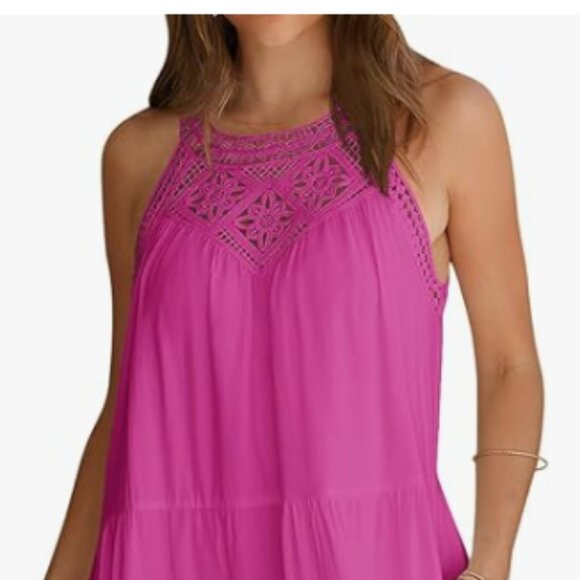 Merokeety Tiered Halter Beach Vacation Swing Mini Sundress Size Small NWT - Picture 4 of 12